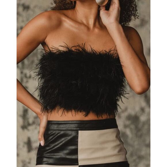 CHANEL Faux Feather Strapless Top - M - Picture 3 of 4